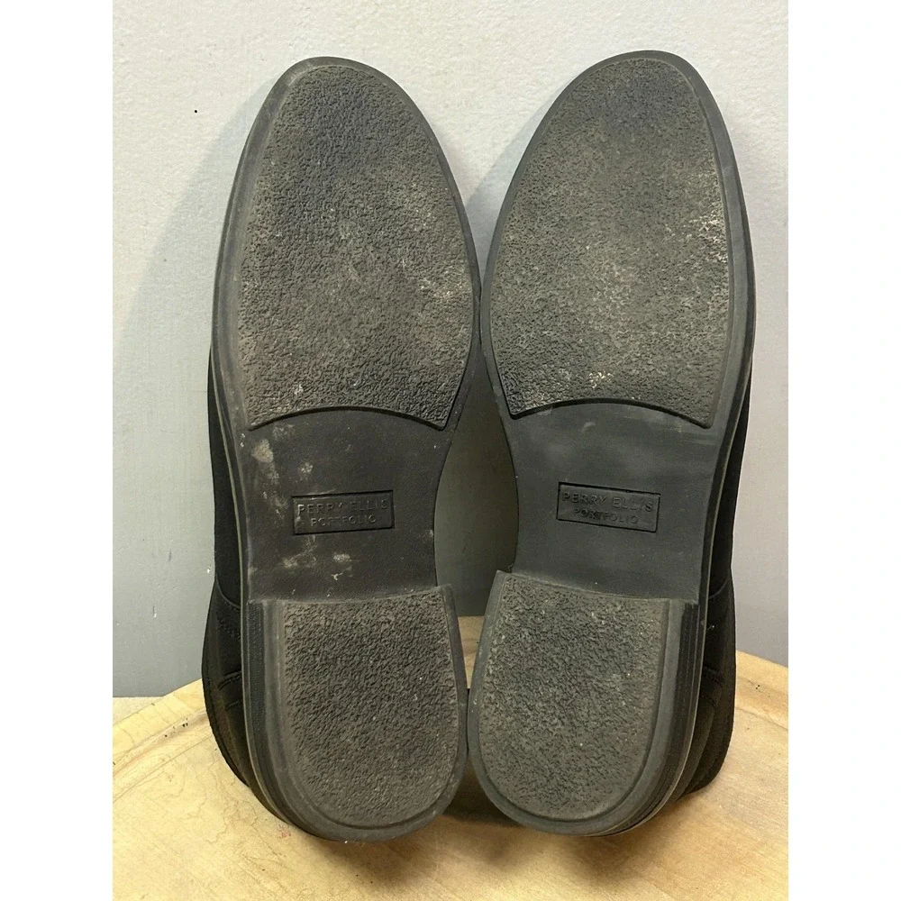 Perry Ellis Portfolio Boots Mens Size 11.5 Black Faux Leather Chukka David Dress